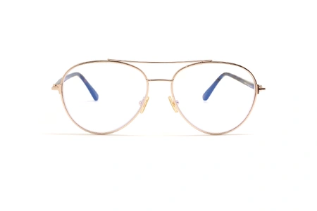 عینک طبی خلبانی تام فورد فریم فلزی طلایی دوپل - عکس از زاویه روبرو