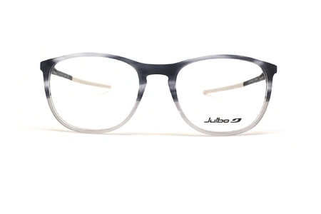 عینک طبی جولبو فریم کائوچویی شبه مربعی چند رنگ طوسی هاوانا و شیشه ای دسته ها طوسی تیزه فلزی - عکس از زاویه روبرو