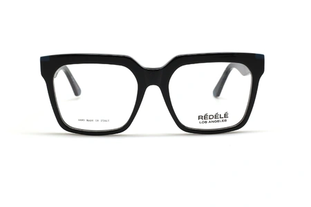 عینک طبی REDELE فریم کائوچویی شبه مربعی رنگ مشکی و ابرویی و قاب ضخیم - عکس از زاویه روبرو