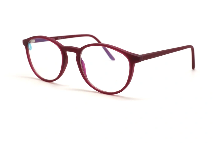 عینک کامپیوتر آماده  اُپال فریم کائوچویی بیضی شکل و جگری - عکس از زاویه سه رخ