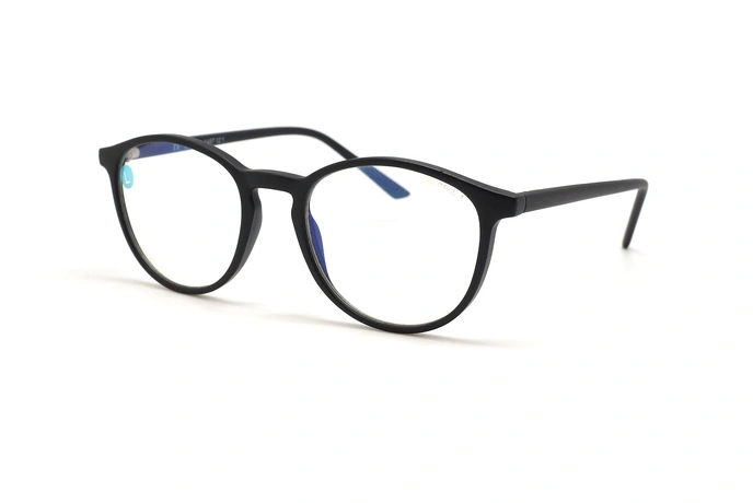 عینک کامپیوتر آماده اپال - رنگ مشکی - عدسی بلوکنترل - فریم گرد - سایز لارژ - عکس زاویه سه رخ