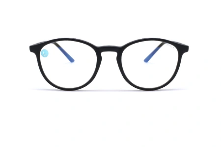 عینک کامپیوتر آماده اپال - رنگ مشکی - عدسی بلوکنترل - فریم گرد - سایز لارژ - عکس زاویه روبرو