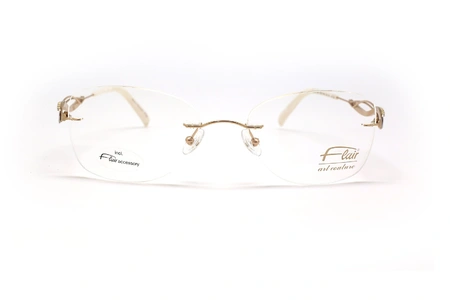 عینک طبی زنانه FLAIR فریم گریف دسته ها طلایی نگین کاری شده شبیه به گیس - عکس از زاویه روبرو