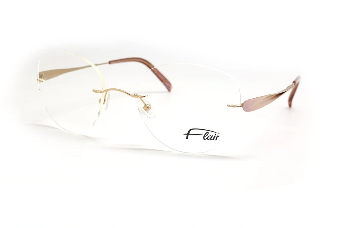 عینک طبی فلر فریم گریف فلزی طلایی رنگ حدقه ها بیضی - عکس از زاویه سه رخ