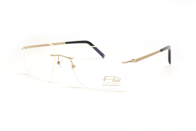 عینک طبی فلر فریم گریف دسته طلایی حدقه مربعی از سری ART COUTURE - عکس از زاویه سه رخ