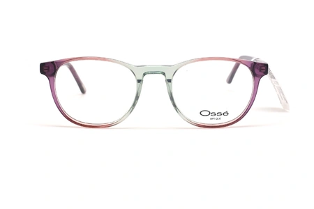 عینک طبی زنانه فریم بیضی کائوچویی اوسه - فریم سبز روشن، صورتی و بنفش با دسته های بنفش - عکس از زاویه روبرو