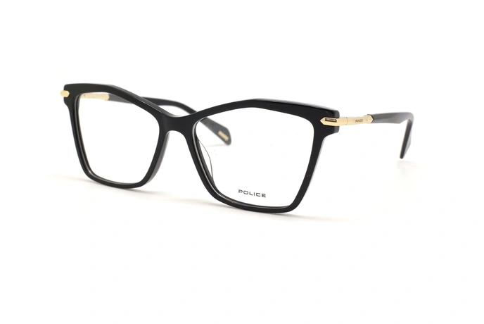 عینک طبی پلیس فریم کائوچویی فلزی گربه ای چند ضلعی رنگ مشکی - عکس از زاویه سه رخ