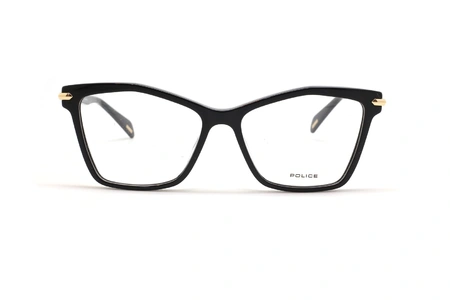 عینک طبی پلیس فریم کائوچویی فلزی گربه ای چند ضلعی رنگ مشکی - عکس از زاویه روبرو