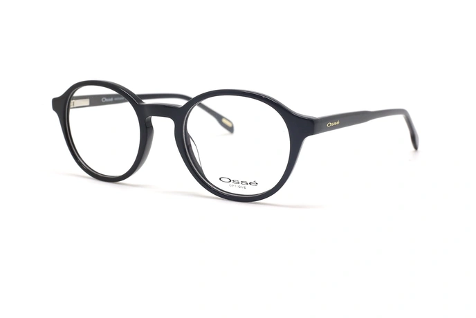 عینک طبی اوسه فریم کائوچویی گرد و مشکی - عکس از زاویه سه رخ