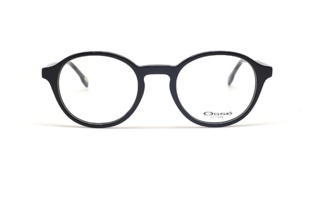 عینک طبی اوسه فریم کائوچویی گرد و مشکی - عکس از زاویه روبرو