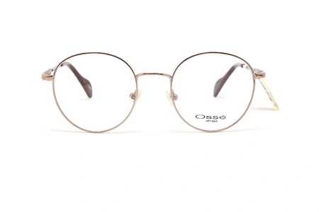عینک طبی اوسه فریم فلزی طلایی گرد - عکس از زاویه روبرو