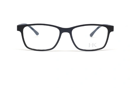 عینک طبی رویه دار آفتابی هاوک فریم کائوچویی مستطیلی سرمه ای با رویه آفتابی و رویه شب - عکس از زاویه روبرو