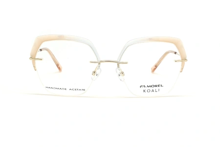 عینک طبی زنانه کوالی فریم گربه ای کائوچویی زیر گریف رنگ ابرویی عسلی شیشه ای - عکس از زاویه روبرو