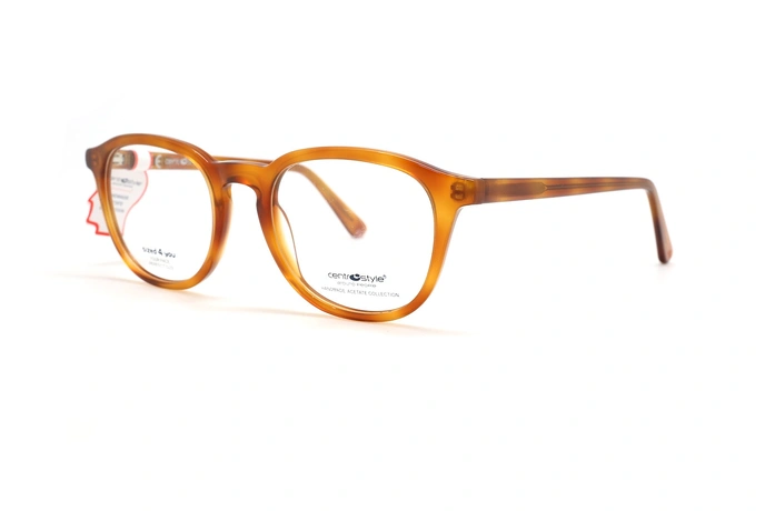 عینک طبی گرد کائوچویی رویه دار سنترواستایل - رنگ نارنجی - عکس از زاویه سه رخ