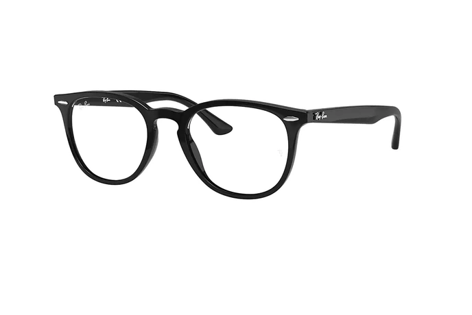 عینک طبی کائوچویی ری بن فریم مربعی گرد - رنگ مشکی - عکس از زاویه سه رخ