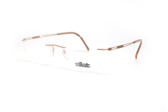 عینک طبی زنانه سیلوئت - فریم گریف گربه ای با دسته های طلایی - عکس از زاویه سه رخ