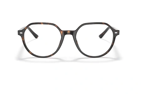 عینک طبی کائوچویی ری بن فریم چندضلعی - رنگ قهوه ای هاوانا - عکس از زاویه روبرو
