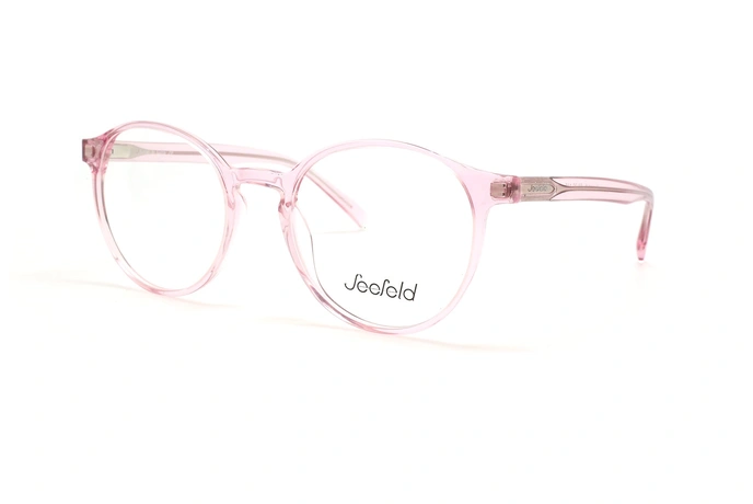 عینک طبی گرد کائوچویی سیفلد - رنگ صورتی - عکس زاویه سه رخ