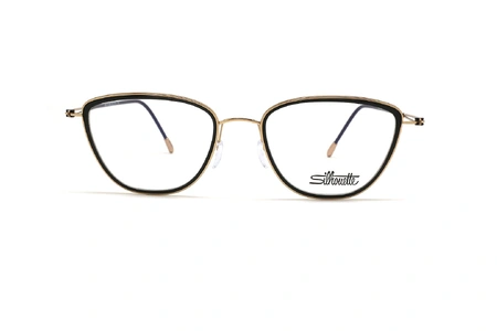 عینک طبی گربه ای سیلوئت - رنگ مشکی طلایی - عکس زاویه روبرو