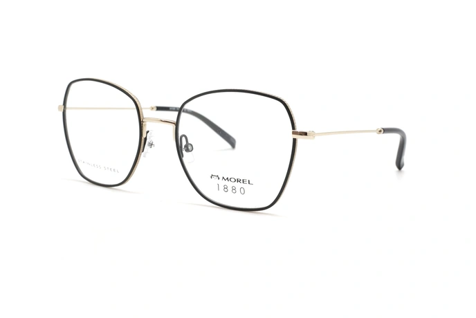 عینک طبی فلزی پروانه ای مورل1880 - MOREL 60102M - رنگ مشکی و طلایی - عکس از زاویه سه رخ