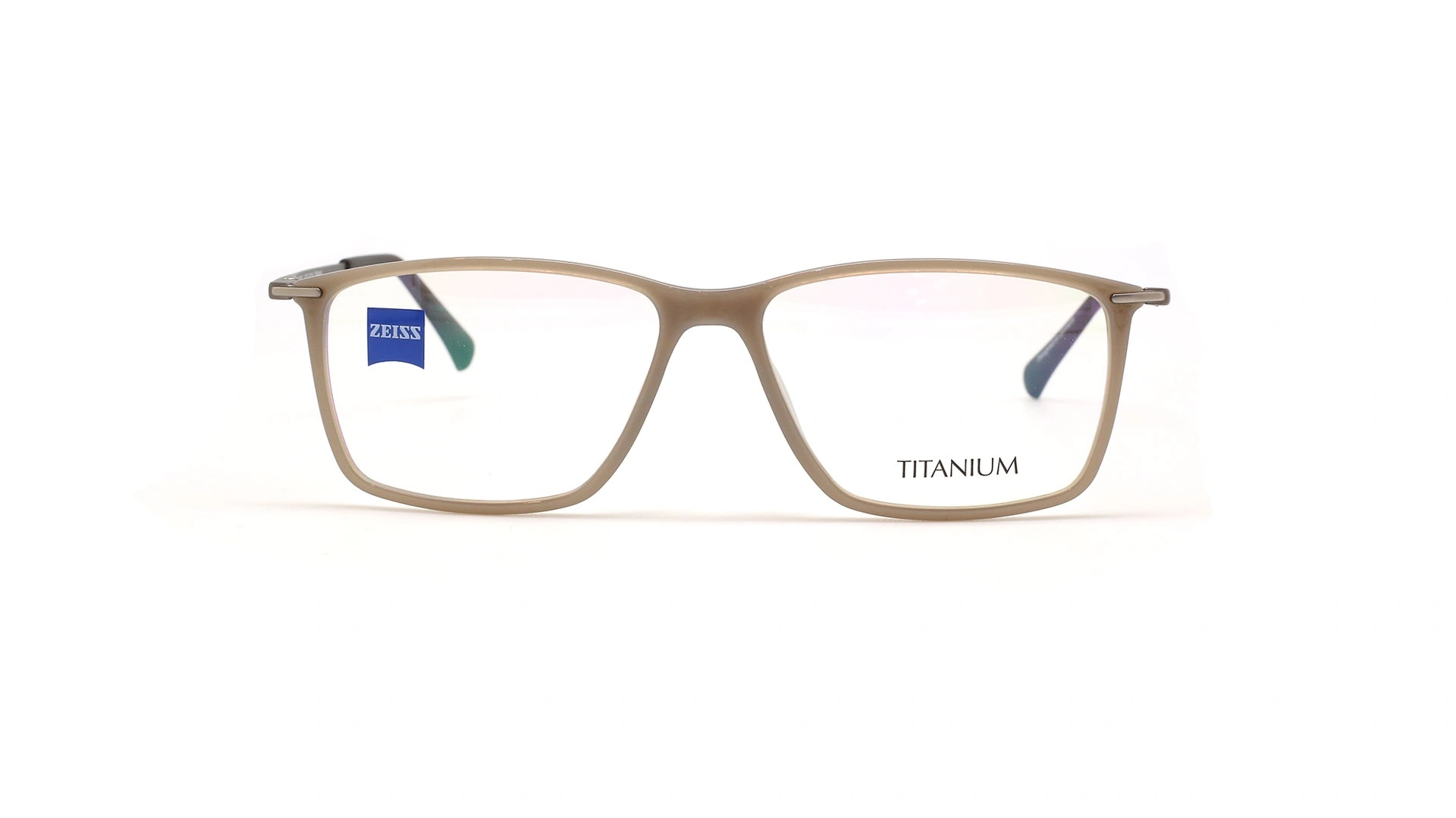 عینک طبی تیتانیوم مستطیلی زایس ZEISS ZS20017  - رنگ قهوه ای روشن و تیره - عکس زاویه روبرو