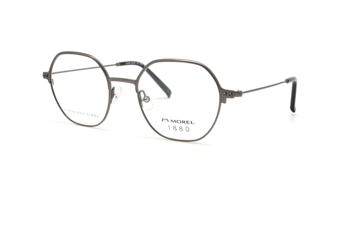 عینک طبی فلزی چند ضلعی مورل1880 - MOREL 60130M - رنگ مشکی - عکس از زاویه سه رخ