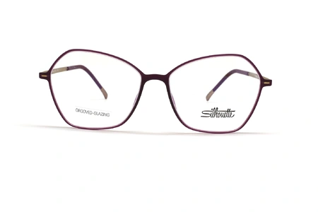 عینک طبی زنانه سیلوئت فریم پروانه ای کائوچویی و تیتانیوم رنگ بنفش طلایی - عکس از زاویه روبرو