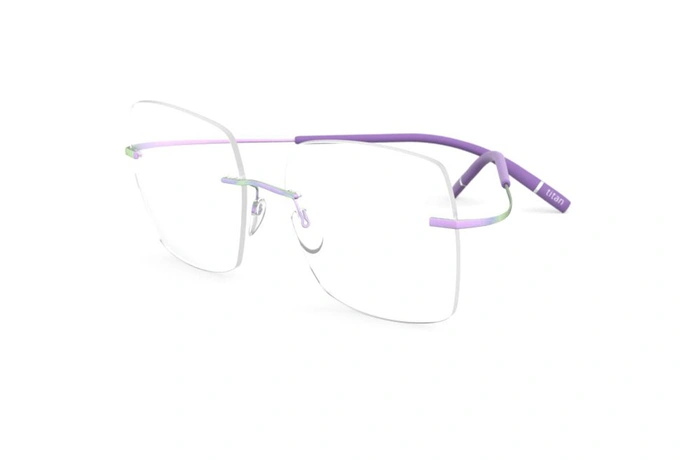 عینک طبی زنانه سیلوئت مدل TMA-THE ICON فریم گریف شیپ مربعی IU بنفش - عکس از زاویه سه رخ