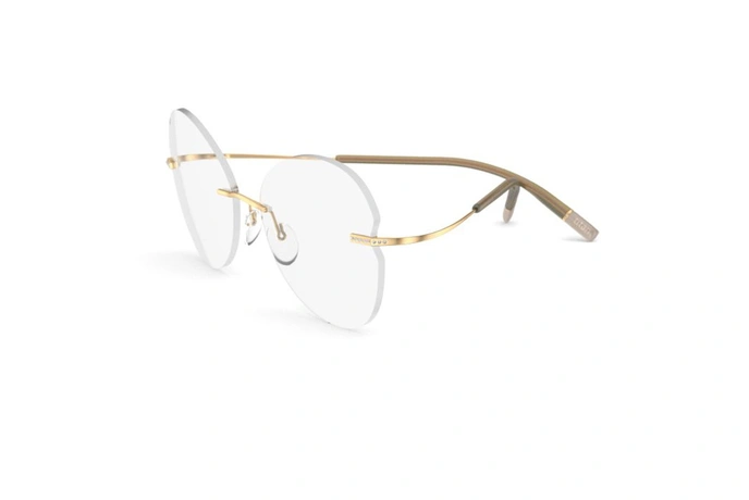 عینک طبی زنانه سیلوئت مدل TMA-THE ICON فریم گریف شیپ گربه ای ID دسته ها طلایی - عکس از زاویه سه رخ