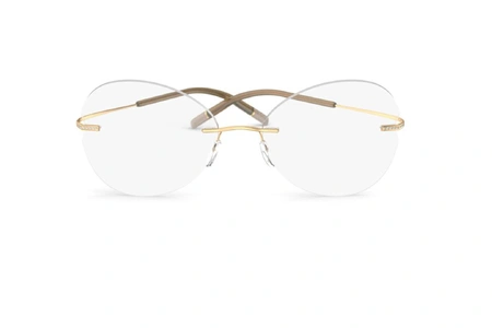 عینک طبی زنانه سیلوئت مدل TMA-THE ICON فریم گریف شیپ گربه ای ID دسته ها طلایی - عکس از زاویه روبرو