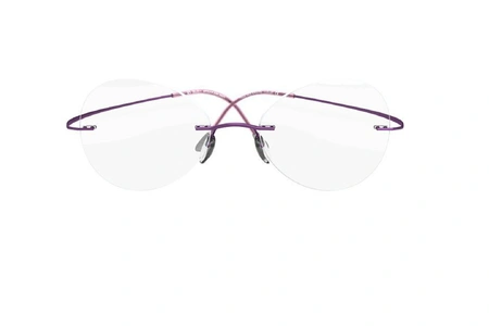 عینک طبی زنانه سیلوئت مدل TMAفریم گریف شیپ گربه ای CT دسته ها بنفش - عکس از زاویه روبرو
