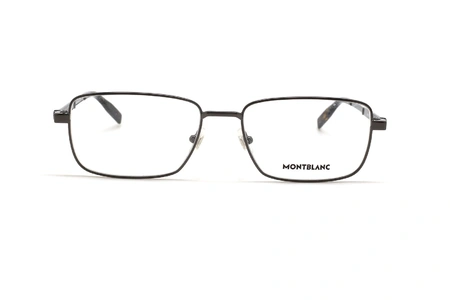 عینک طبی مون بلان فریم فلزی مستطیلی رنگ طوسی تیره نزدیک به کروم - عکس از زاویه روبرو