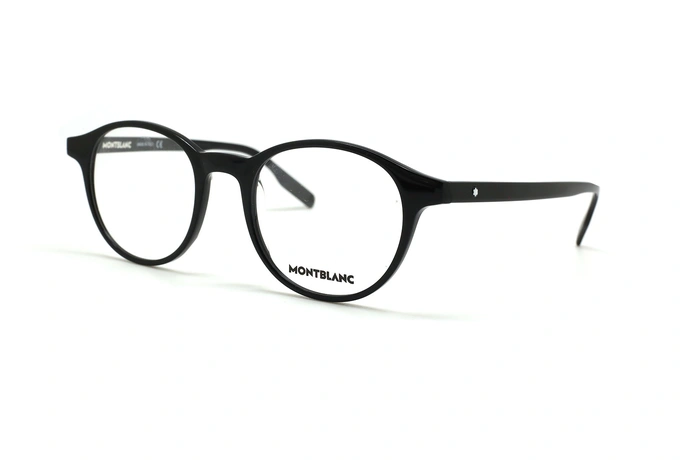 عینک طبی کاپوچویی گرد مون بلان رنگ مشکی - عکس از زاویه سه رخ