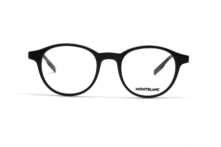 عینک طبی کاپوچویی گرد مون بلان رنگ مشکی - عکس از زاویه روبرو