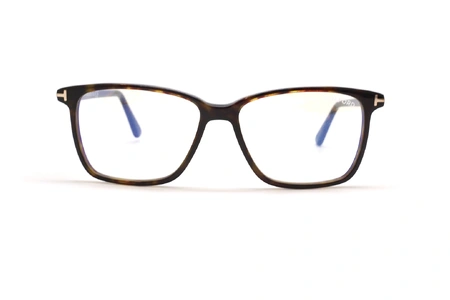 عینک طبی کائوچویی تام فورد فریم مربعی بزرگ رنگ قهوه ای هاوانا - عکس از زاویه روبرو