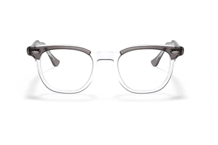 عینک طبی کائوچوی ری بن فریم مربع گرد دو رنگ طوسی شیشه ای - عکس از زاویه روبرو