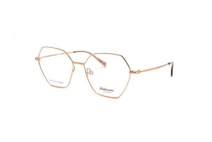 عینک طبی زنانه هیکمن فریم چندضلعی فلزی طلایی - عکس از زاویه سه رخ