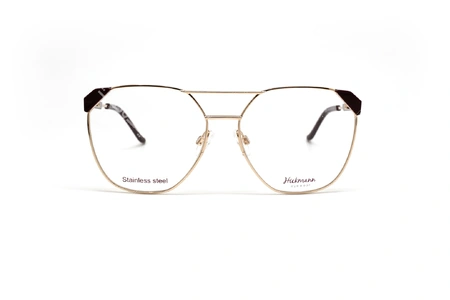 عینک طبی زنانه هیکمن فریم گرد گربه ای رنگ طلایی مشکی - عکس از زاویه روبرو