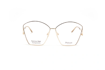 عینک طبی زنانه هیکمن فریم پروانه ای، محل اتصال دسته ها و حدقه مثلثی شکل - عکس از زاویه روبرو