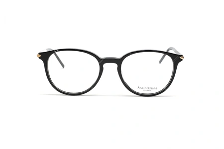 عینک طبی کائوچویی دسته دو رو مشکی طلایی رنگ آناهیکمن - عکاسی عینک وحدت - زاویه روبرو