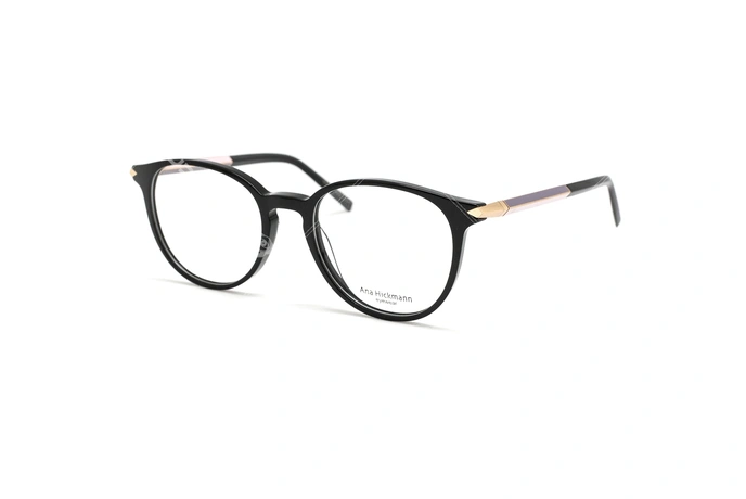 عینک طبی کائوچویی دسته دو رو مشکی طلایی رنگ آناهیکمن - عکاسی عینک وحدت - زاویه سه رخ