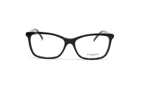 عینک طبی گربه ای کائوچویی زنانه آناهیکمن فریم مشکی روی دسته ها فلزی طلایی - عکس از زاویه روبرو