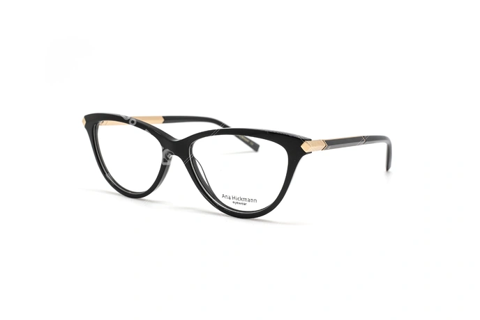 عینک طبی کائوچویی گربه ای زنانه آناهیکمن فریم مشکی - عکس از زاویه سه رخ 