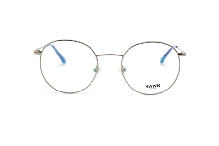 عینک طبی گرد فلزی هاوک فریم نقره ای - عکس از زاویه روبرو