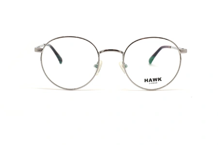 عینک طبی گرد فلزی هاوک فریم نقره ای - عکس از زاویه روبرو