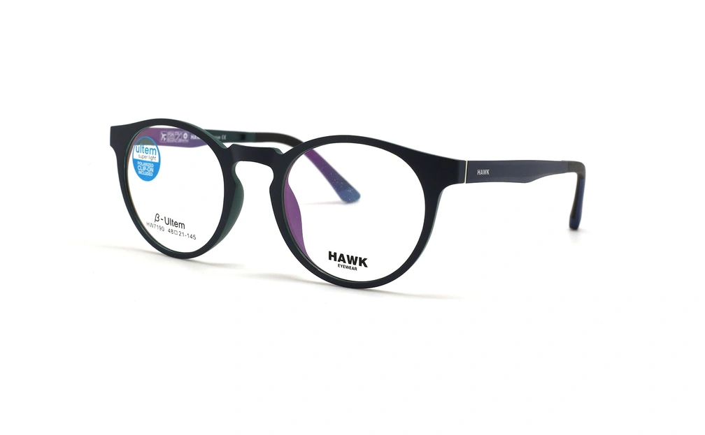 عینک طبی گرد رویه دار هاوک - HAWK HW7190 - عکاسی وحدت - عکس زاویه سه رخ