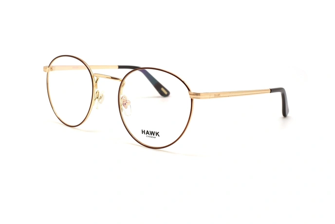 عینک طبی گرد فلزی هاوک - HAWK HW7373 - عکاسی وحدت - عکس زاویه سه رخ
