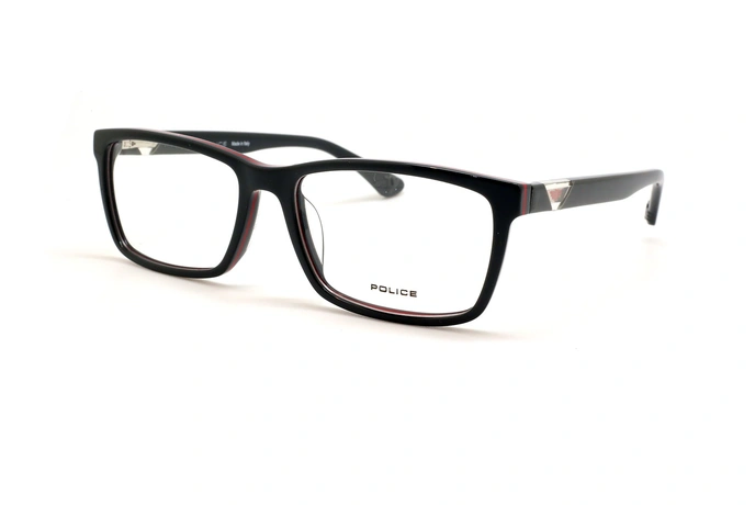 عینک طبی کائوچویی طوسی رنگ با خط قرمز پلیس - زاویه سه رخ