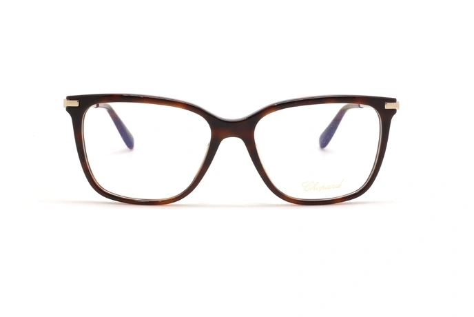عینک طبی کائوچویی فلزی شوپارد- بدنه قهوه ای هاوانا دسته فلزی طلایی - زاویه روبرو