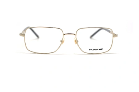 عینک طبی فلزی طلایی مستطیل شکل مون بلان - عکاسی عینک وحدت - زاویه روبرو